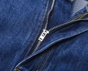 Logo personnalisé délavé coupe ample jambe large droite <span class=keywords><strong>jean</strong></span> vêtements de travail <span class=keywords><strong>français</strong></span> pour hommes bleu longueur de plancher denim - Product Image 2