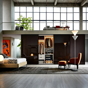 <span class=keywords><strong>Armoire</strong></span> scandinave minimaliste blanche BALOM à deux portes avec tringle de suspension intérieure, tiroirs et paniers de rangement tissés - Product Image 5