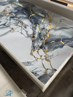 Panneau mural en PVC marbré brillant anti-rayures, anti-taches et anti-UV, respectueux de l'environnement, pour la décoration intérieure et les salles de bain