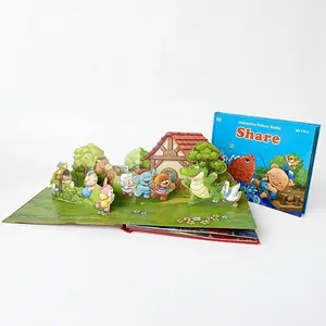 Impresión de dibujos animados personalizada para niños, libro de tablero de historia corta, Pop-up, 3D