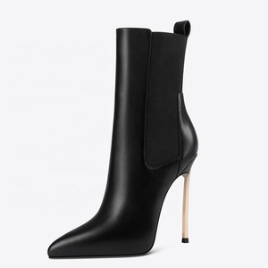 Sexy Stretch Top Women Slip-on Breathable Autumn Ankle <b>Boots</b> Wide Fit High Heels Stiletto Short Dress Pumps - Product Image 4