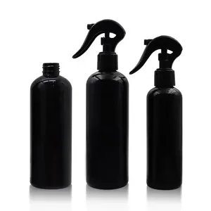 新型触发喷雾器空可再填充200毫升300毫升琥珀色黑色宠物圆形塑料碳粉液体喷雾瓶