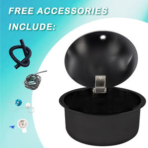 JDA Noir Nanotechnologie Revêtement 304 En Acier Inoxydable Camping Caravane Van Camping RV Évier Rond - Product Image 6