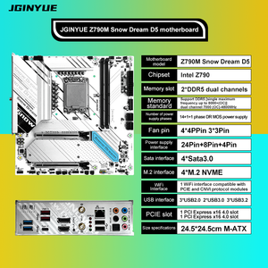 Carte mère JGINYUE Z790M Snow Dream D5 M-ATX pour PC, prend en charge les processeurs de plateforme LGA1700 de 12e, 13e et 14e génération - Product Image 2