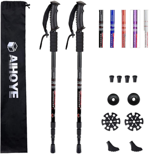 Bâtons de Trekking Alpenstock personnalisés en usine 6061 en alliage d'aluminium bâtons de randonnée de <span class=keywords><strong>marche</strong></span> <span class=keywords><strong>nordique</strong></span> caoutchouc de canne d'escalade réglable - Product Image 1