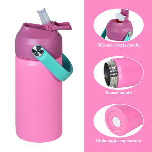 Borraccia Termica in Acciaio Inox Certificata LFGB, Senza BPA, 12oz, con Tappo Ribaltabile e Cannuccia in Plastica, per Bambini 6-12 Anni - Product Image 3