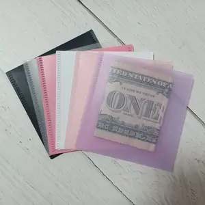 Factory Wholesale Pink Black Plastic 30 Week Money Savings Challenge Pocket Pouch A9 Blush Square Frost Mini Cash Envelopes