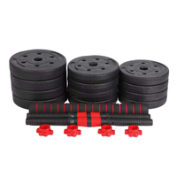Ensemble d'haltères et de barres réglables en PVC avec poignées ergonomiques antidérapantes et plusieurs plaques de poids pour le fitness à domicile et la musculation du corps entier