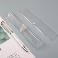 Vente en gros bon marché étui à stylo transparent en plastique boîte d'emballage de stylo triangle pour stylo à bille en cristal