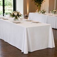 Nappe rectangulaire en polyester blanc à bords ourlés pour hôtels, banquets, traiteurs, événements, location, fournisseur en gros