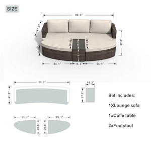 Ensembles modernes <span class=keywords><strong>de</strong></span> salle à manger d'extérieur et <span class=keywords><strong>de</strong></span> <span class=keywords><strong>jardin</strong></span> Chaise longue en rotin Ellipse Elise populaire grand lit <span class=keywords><strong>de</strong></span> repos <span class=keywords><strong>avec</strong></span> <span class=keywords><strong>housse</strong></span> en osier - Product Image 3