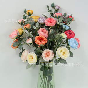 ดอกกุหลาบประดิษฐ์ ดงเฉิน คราฟต์ส์ ช่อดอกไม้ 4 ก้าน สีชมพู ทำจากผ้าไหม สำหรับตกแต่งบ้าน ใช้ในงานแต่งงาน - Product Image 4