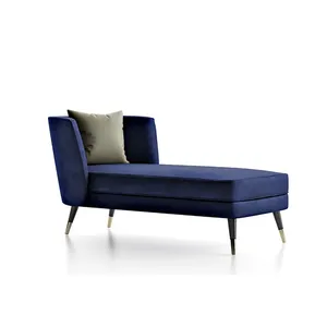 Baru Di 2022 Ruang Tamu Modern Sofa Bed Navy Blue Velvet Chaise Lounge