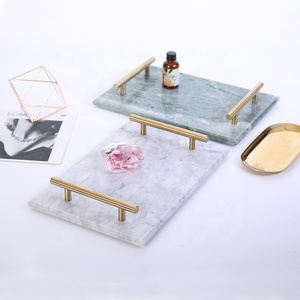 Wholesale Luxury Custom Silver Metal Gift Wedding Decoration <strong>Marble</strong> Serving <strong>Tray</strong> - Product Image 1