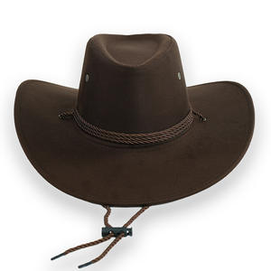 Chapeau de cowboy western SOLPOP Angleterre pour homme et femme, en feutre synthétique et daim, à large bord incurvé, avec corde, idéal pour l'équitation en extérieur - Product Image 1