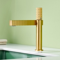 Robinet de lavabo de salle de bain contemporain en laiton italien à montage sur comptoir, monotrou, avec mitigeur monocommande chaud/froid à cartouche céramique