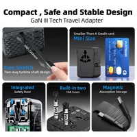 Worldplug 2AC Socket 70W Adaptateur de chargeur de voyage rapide Adaptateur USB international universel avec câble pour appareil photo d'ordinateur portable