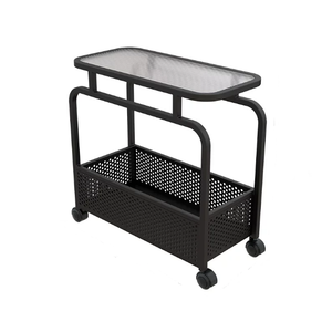 <span class=keywords><strong>Mesita</strong></span> de noche color crema <span class=keywords><strong>con</strong></span> estructura de hierro minimalista y moderna. Ruedas ultrafinas para mesa auxiliar móvil. Armario de almacenamiento. - Product Image 6