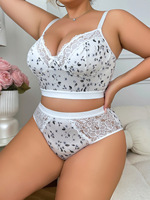 Ensemble soutien-gorge push-up et culotte SMOOTH grande taille à imprimé feuilles, lingerie fine et ajustable pour femmes à forte poitrine, sous-vêtements à couvrance complète