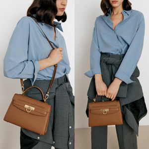 Bolso de mano de cuero crossgrain con asa superior y logotipo personalizado, bolso de oficina para mujer, bolso cruzado clásico para mujer - Product Image 3