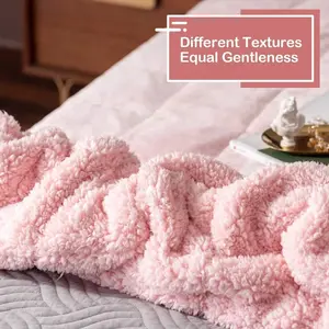 Practical Hot Sale Pink Queen Size Soft Warm Weighted Blanket For Flannel Crystal Velvet Fabric