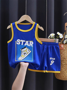 Vêtements pour enfants, ensemble de sport, garçons, débardeur à manches courtes, shorts, ensemble de <span class=keywords><strong>basket</strong></span>-ball pour bébé, été, filles, entraînement, polyester - Product Image 2
