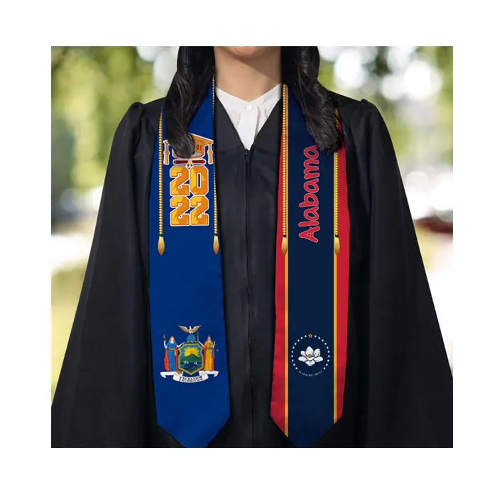 Wholesales Embroidered Logo Double Sided Class Of 2024 Adult Any Countries Custom Scarf Stoles Graduation Sash Shawl