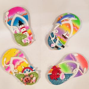 ODM souvenir touristique Hawaii Bali Fidji Islande <span class=keywords><strong>Maurice</strong></span> Palau Seychelles Tahiti Maldives Résine Pantoufle Plage Réfrigérateur Aimant - Product Image 1