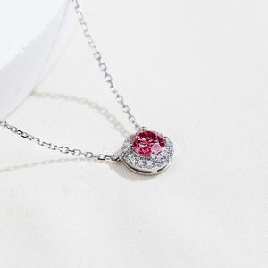 MSN-1040 Anillo de Oro Blanco de 9K con Diamante Rojo de Corte Redondo Cultivado en Laboratorio, Joyería Romántica para Mujer - Product Image 1