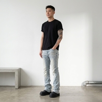 Pantalon en jean vintage rétro déchiré à queue de chat, démonté et assemblé, taille mi-haute, coupe ample, extensible, micro-à volants, jambe large, pour l'hiver