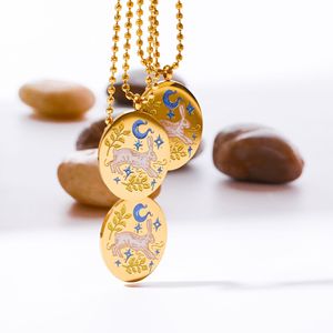 Cadena para Suéter de Mujer con Elemento de Conejo Pintado a Mano en Acero Inoxidable, con Efecto de Goteo de Aceite, Ovalada, con Preservación del Color por Galvanoplastia - Product Image 5
