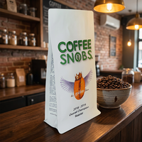 Bolsa de Embalaje para Café con Impresión Personalizada al por Mayor, Bolsa Blanca Mate con Sellado de Ocho Lados y Válvula para Café Tostado de Especialidad