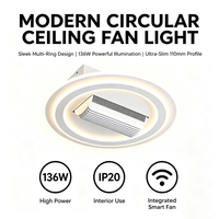 Ventilateur de plafond intelligent sans pales à commande vocale, lampe LED trois couleurs à intensité variable, ventilateur invisible silencieux pour intérieur domestique