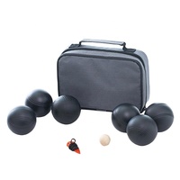 Ensemble de 6 boules de pétanque noires avec sac de transport, 73 mm, jeu de bocce de jardin, vente en gros, personnalisable