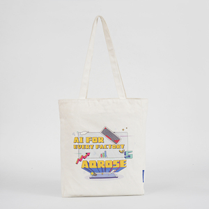 Custom Logo Printed High Quality Recyclable Designer <strong>Plain</strong> Natural Polyester Cotton Medium Shopping Tote <strong>Bag</strong> - Product Image 2