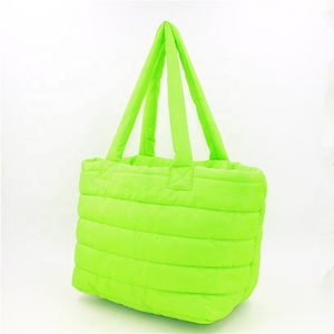 Sac à main matelassé <span class=keywords><strong>de</strong></span> grande capacité pour femmes, protection <span class=keywords><strong>de</strong></span> la chaleur, vert, fluorescente, fourre-tout, avec fermeture éclair, durable, - Product Image 2