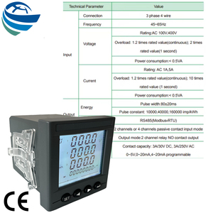 Dispositivo inteligente trifásico de recolección y monitoreo de electricidad Salida de 4-20mA Medidor de energía de panel multifunción trifásico - Product Image 5