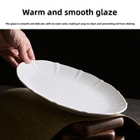 Plat de service pour poisson en porcelaine blanche de 12 pouces, motif dentelle en relief, pour fruits de mer, personnalisable