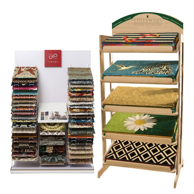 Apache Customizable Wooden Mat Display Rack Factory Price for Supermarket And Mall
