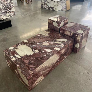 Độc đáo đá cẩm thạch tự nhiên calacatta Viola bàn đá cẩm thạch cho phòng khách trang trí plinth thấp Bàn cà phê đá cẩm thạch khối Bàn cà phê - Product Image 3