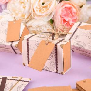 ที่กําหนดเองมินิกระเป๋าเดินทางวาเลนไทน์Candyเพื่อนเจ้าสาวพับงานแต่งงานVINTAGEกระดาษคราฟท์กล่องของขวัญพร้อมแท็กและเชือกเกลียว - Product Image 5