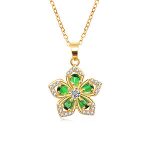 Oval Cut Colorful Cubic Zirconia Copper Alloy 18k Gold Plated Spinning Flower <b>Anxiety</b> <b>Necklace</b> Stress Relief Trendy Fashion - Product Image 5