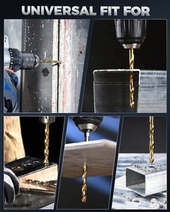 13PCS/16PCS Mata Bor Putar Baja Kecepatan Tinggi dengan Gagang Hex, <span class=keywords><strong>Set</strong></span> Berlapis Titanium untuk Logam, Kayu, Aluminium, Besi Tipis - Product Image 5