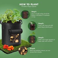 Sac de culture en feutre noir non tissé de 5, 7 et 10 gallons pour la culture de pommes de terre, tomates, carottes et légumes dans le jardin
