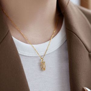 เครื่องประดับ dylam พราว5A ลูกบาศก์เซอร์โคเนียเพชรโรเดียมชุบทอง18K จี้ตุ๊กตาหมีเสน่ห์สร้อยคอเครื่องประดับแฟชั่นชั้นดี - Product Image 4