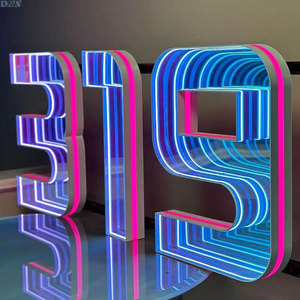 Lettres de miroir infinies 3D personnalisées en LED, enseignes de bureau, enseignes publicitaires, acrylique lumineux avec rail arrière, étanche IP65 - Product Image 1