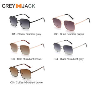 Lunettes de soleil carrées unisexes en métal, monture noire, verres TAC, protection UV400 pour la pêche, le cyclisme, la conduite et les tenues tendance - Product Image 5