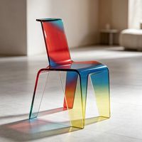Chaise de loisirs triangulaire en acrylique, couleur dégradée, moulage monobloc, siège en acrylique pour la décoration intérieure d'hôtels, villas et clubs