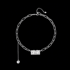 Collier en chaîne en acier inoxydable avec pendentif en cristal, longueur réglable, bijoux tendance - Product Image 3
