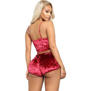 Pakaian Tidur Seksi Ukuran Besar Pakaian Rumah Seksi Wanita Desainer Pakaian Tidur Beludru Set Piyama Wanita - Product Image 3